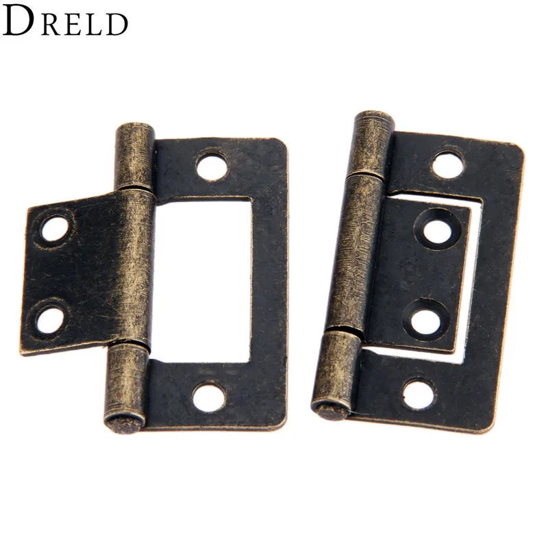 DRELD 2 шт. 38x20 мм мебельные петли для шкафа, ящика, двери, стыковые петли, антикварные декоративные петли для ювелирных изделий, деревянная коробка с винтами