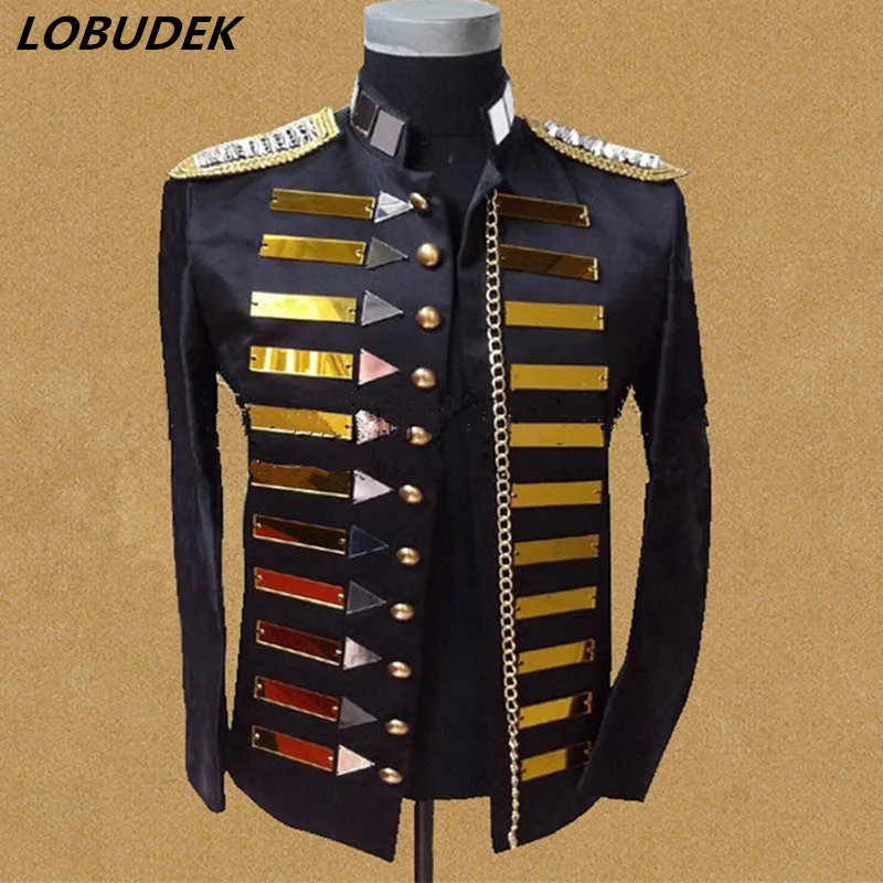 

Mirror Blazer Jacket Spring Brand Fashion Men Casual Coat Prom Party Singer Host Stage Clothes Nightclub Bar Performance Costume