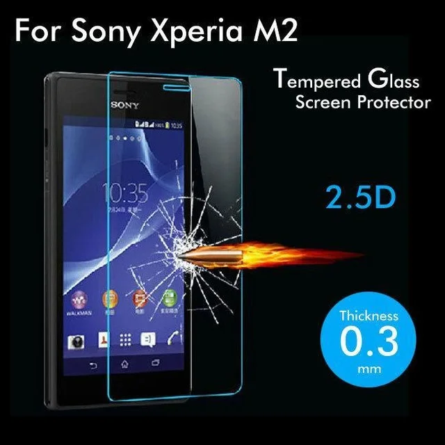 2.5D Закаленное стекло для Sony Xperia M2 Высококачественная защитная пленка