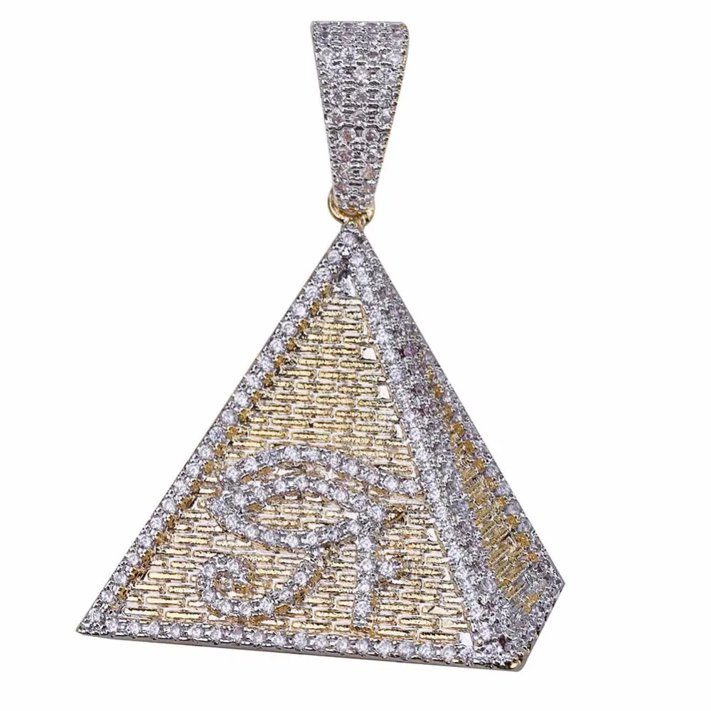 Фианитами с креплением микро паве Стразы Bling лед из золота Цвет пирамиды Horus глаз