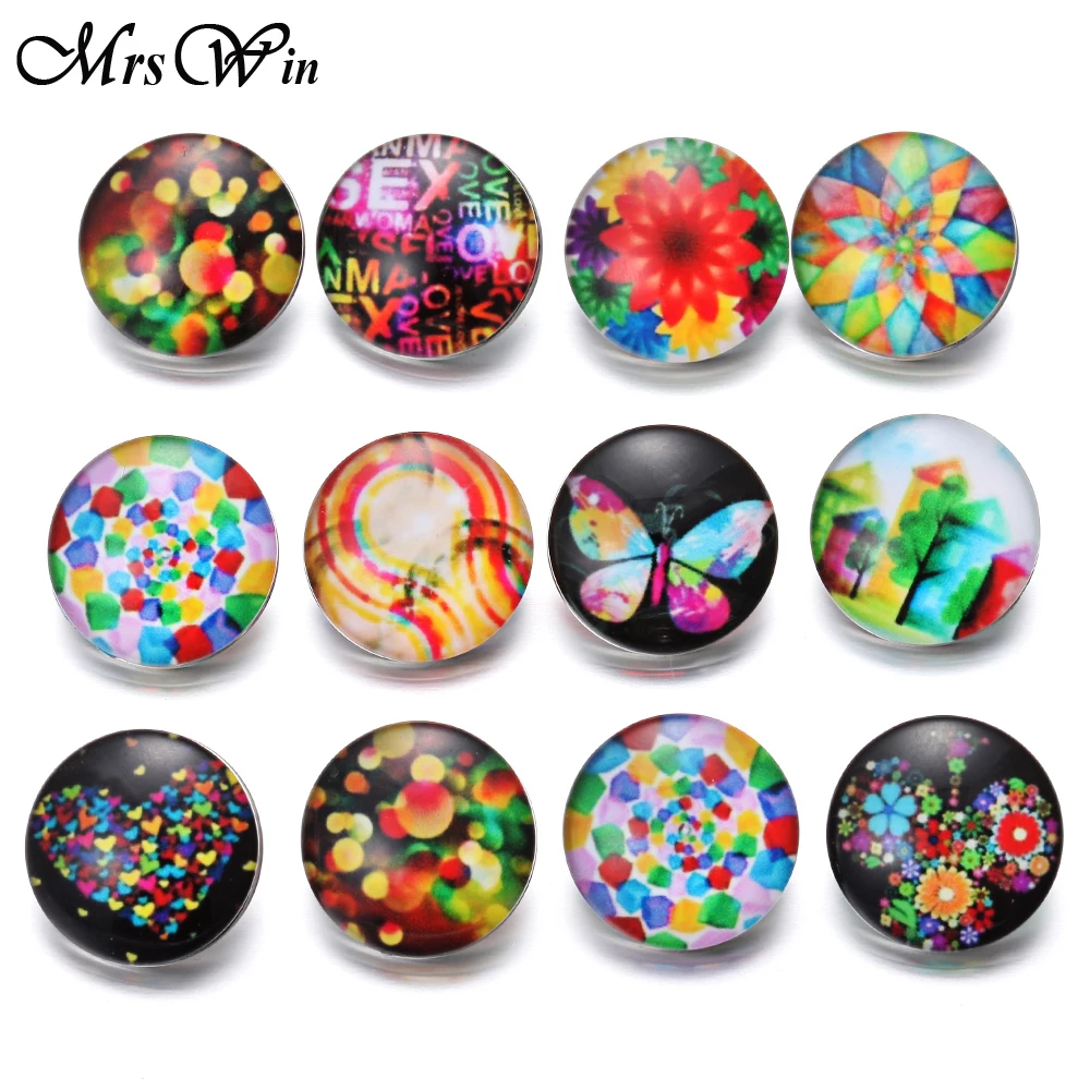 10 шт./лот ювелирные изделия с цветком на кнопках имбирное Круглое стекло 18 мм