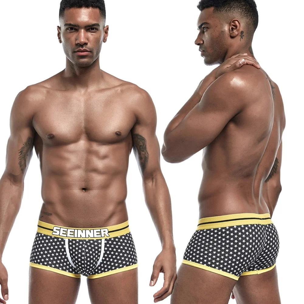 Мужские трусы боксеры Seeinner модные сексуальные с карманом для пениса мужские