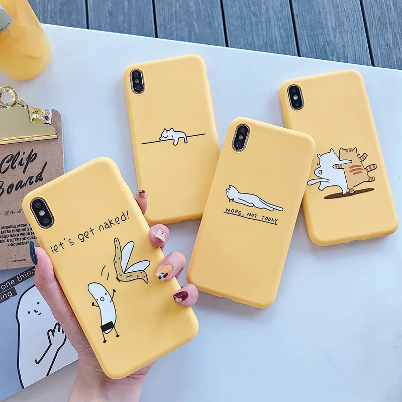 Милый чехол с мультяшным котом для iPhone 11 Pro Max XS XR X 7 6 6S 8 Plus SE 2020 SE2 Funny Banana мягкая