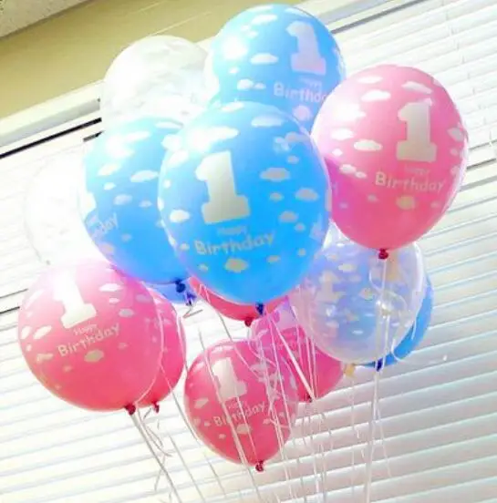 Balloons for Baby 1st First Birthday Celebration Girl Boy Printed Number 1 Children Birthday Party