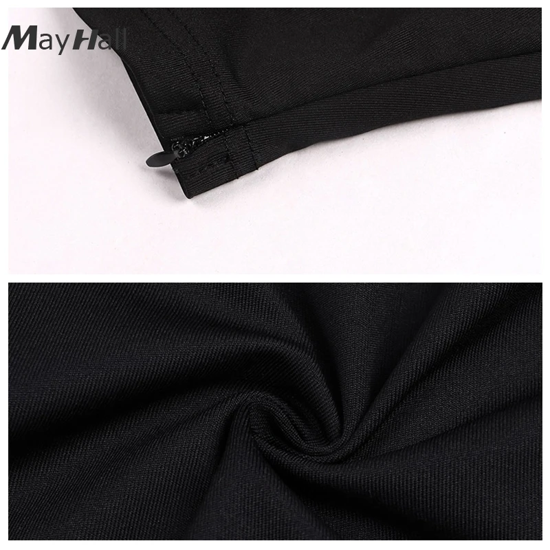 Женский короткий топ Mayhall белый/черный облегающий с треугольным вырезом на лето
