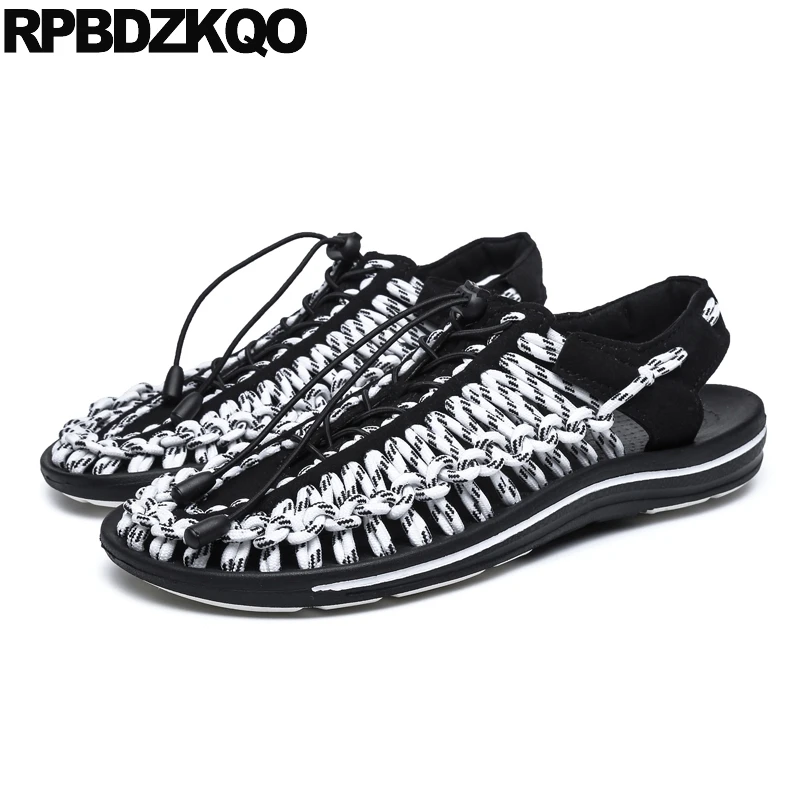 тканый спорт обувь люди зеленый Мужские сандалии 2018 летние наружные белый