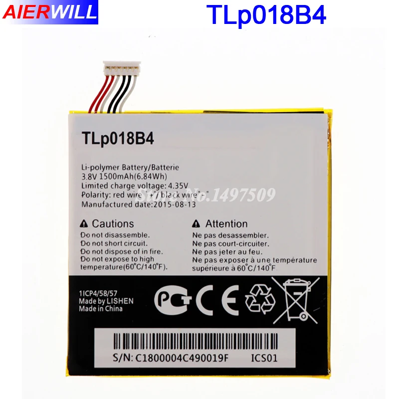 Аккумулятор TLp018B4 для Alcatel One Touch Idol OT 6030 6030d 7024 OT6030 OT6030d OT7024 аккумулятор 1500 мАч |