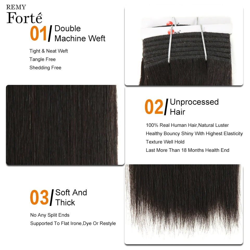 Remy Forte волос бразильское наращивание Weave Связки 10a девственные волосы прямые