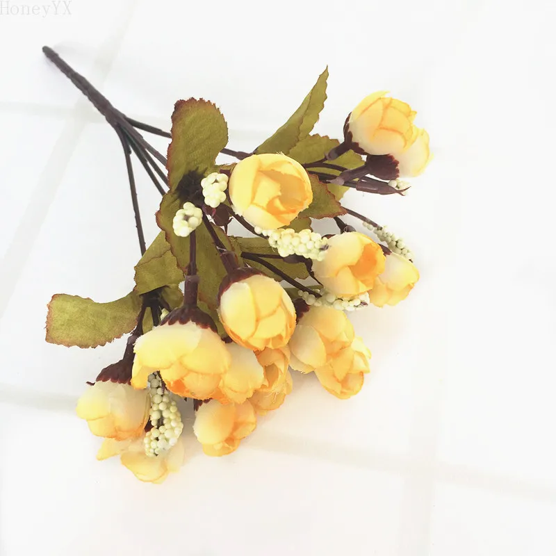 Tea Rose Hybrid Floral Bouquet Fake Flower Arrange Table Home Decor Party Accessory Flores Wedding | Дом и сад