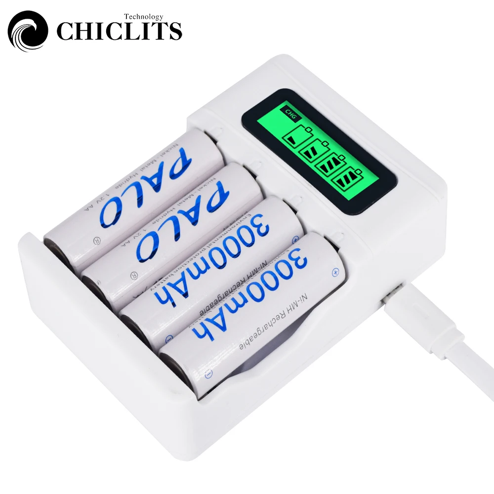Интеллектуальное зарядное устройство USB с ЖК-дисплеем для батарей AA / AAA |