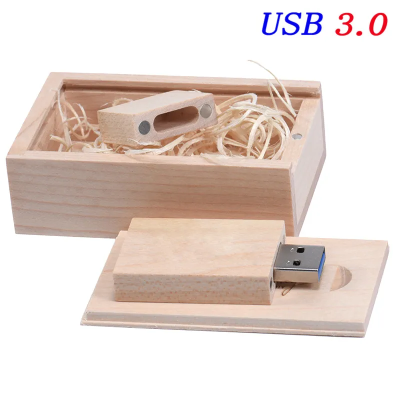 JASTER USB 3,0 клен квадратный деревянный usb+ push-pull box USB флэш-накопитель 4 ГБ 8 ГБ 16 ГБ 32 ГБ 64 Гб Внешняя память U диск - Цвет: Maple usb with box