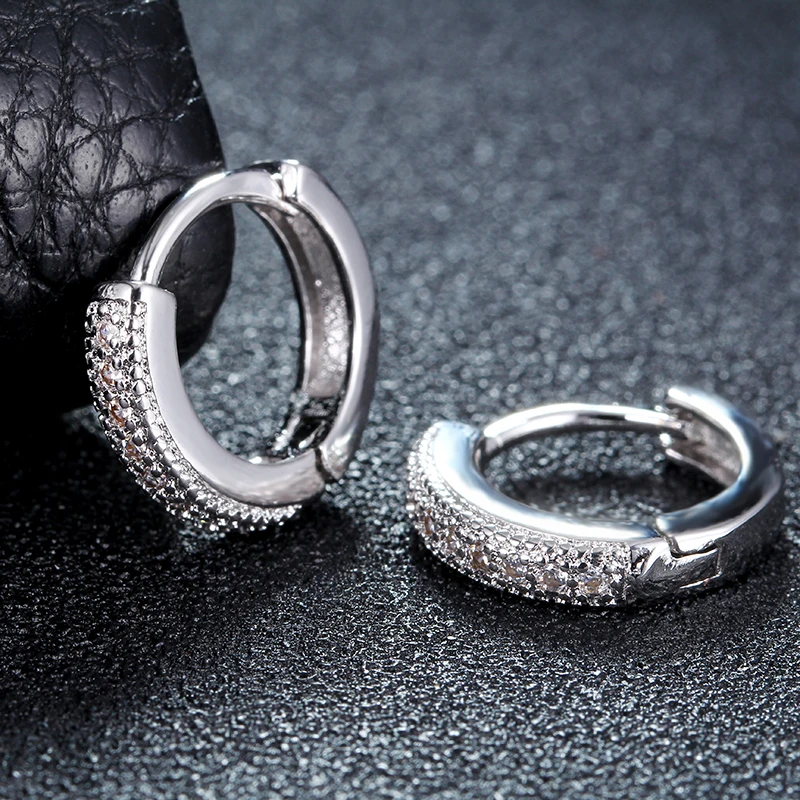 Шикарный обручем маленькие серьги для женщин AAA циркон серебряный цвет brinco в