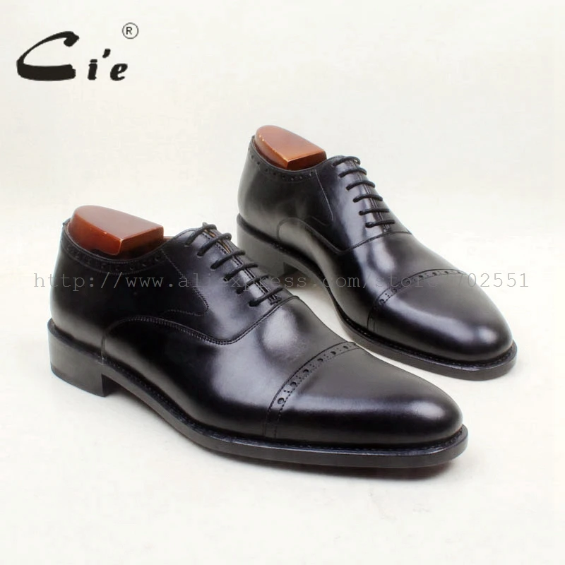 

cie Round Cap Toe Lace-Up Black Work&Career Full Grain Genuine Calf Leather Outsole Breathable Goodyear Welted Men Shoe OX705