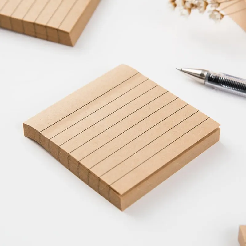 DELVTCH Kraft paper Self Adhesive Memo Pad Sticky Notes DIY Sticker Paper Marker Planners Convenient paste Notepad Office school |
