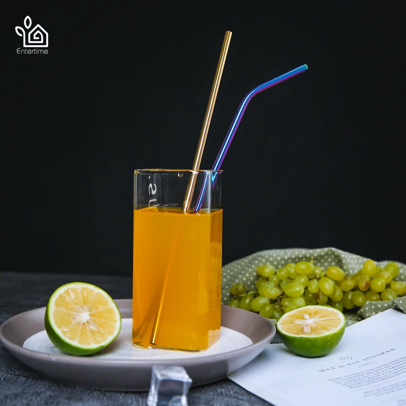 Entertime Set of 3pcs reusable Stainless Steel Drinking Straws smoothie straws+1 pc cleaner brush with pouch bag 3 sets/lot | Дом и сад