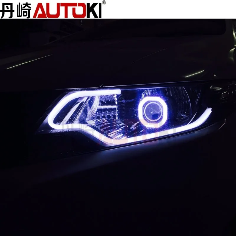 Autoki двухцветная 60 см светодиодный Светодиодная гибкая трубка DRL с поворотным