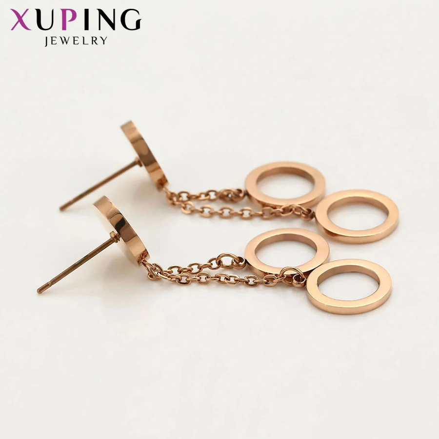 Xuping милые изысканные Длинные круглые геометрические серьги ювелирные изделия