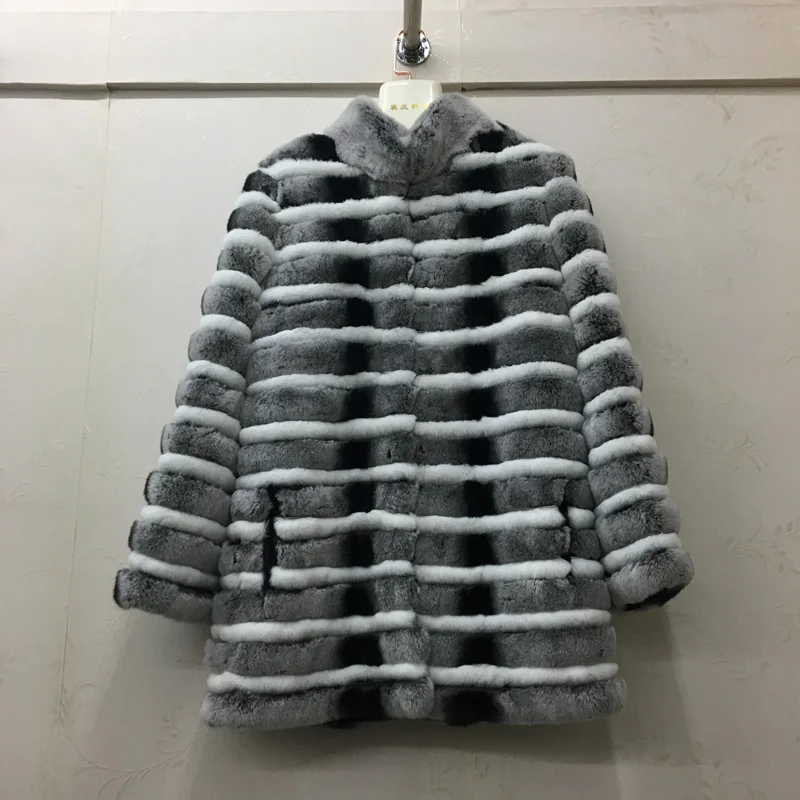 2021 Лидер продаж натуральный с мехом кролика Женские настоящие кожаные пальто