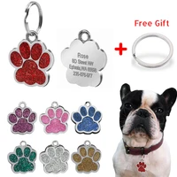 personalized customized dog id tag engraving metal pet cat name tags collar accessories pendant nameplate glitter keyring
