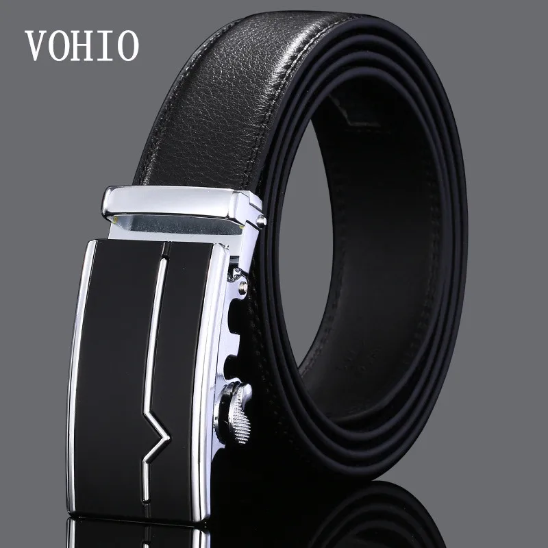 Мужской кожаный ремень с автоматической пряжкой VOHIO 2017 металлический для отдыха