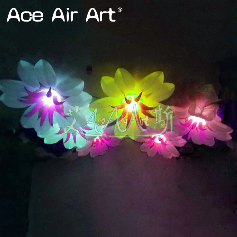 Hot sale wonderful hanging inflatable lily flower decoration glowing LED with base and wheels portable for party event | Игрушки и хобби