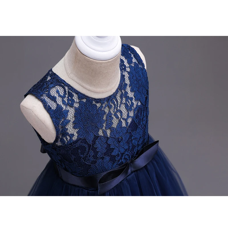 

New Kids Girls Wedding Flower Lace Girl Dress Princess Party Pageant Formal Dress Sleeveless Dress Girls Clothes 3-14 year wear