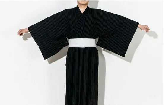 Мужское стильное традиционное японское кимоно, мужской хлопковый Халат Yukata, мужской банный халат, кимоно, одежда для сна с поясом 62503 - Цвет: 2