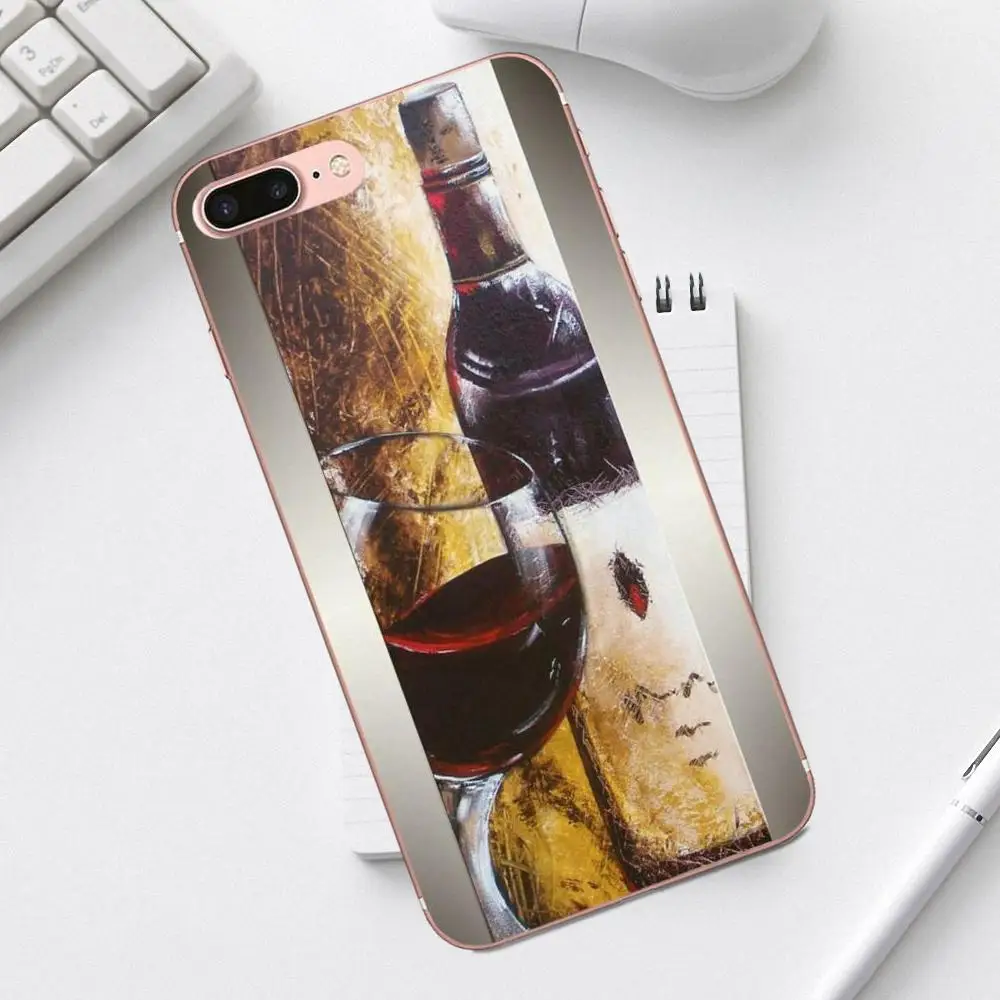 Qdowpz TPU Protective Case Fashion Cool Wine Art For iPhone X XS Max XR 4 4S 5 5C SE 6 6S 7 8 Plus Galaxy A3 A5 J1 J3 J5 J7 2017 | Мобильные