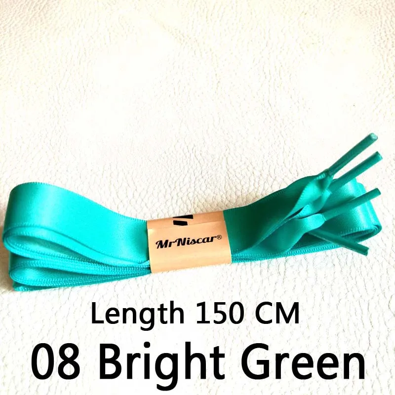 Bright Green 150cm 1 пара принцессы плоские атласные Шнурки ярко-зеленый шелковой лентой шнурки строка для детей Женская обувь 200 см - Цвет: Bright Green 150cm