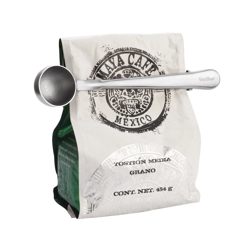 

Stainless Steel Silver Coffee Spoons Bag Seal Clip Milk Powder Flesh Espresso Tea Scoop Ice Cream Spoon Cooking Sealing Clip