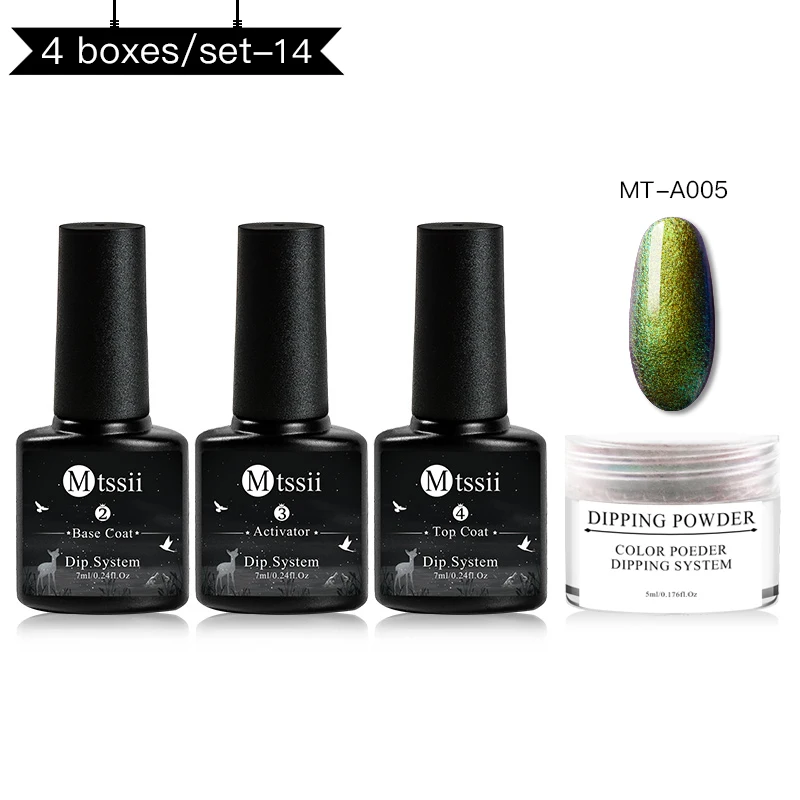 ZH03545 Mtssii система Погружения Набор для ногтей Holo Nail Art Dip порошок с Dip основой активатор жидкий гель цвет ногтей натуральный сухой без лампы - Цвет: ZH03545
