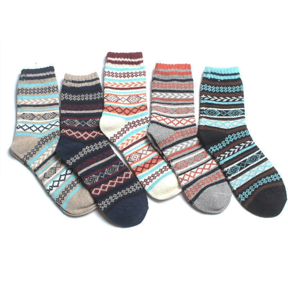 Новые детские носки 5 пар зимние толстые теплые геометрическими полосами
