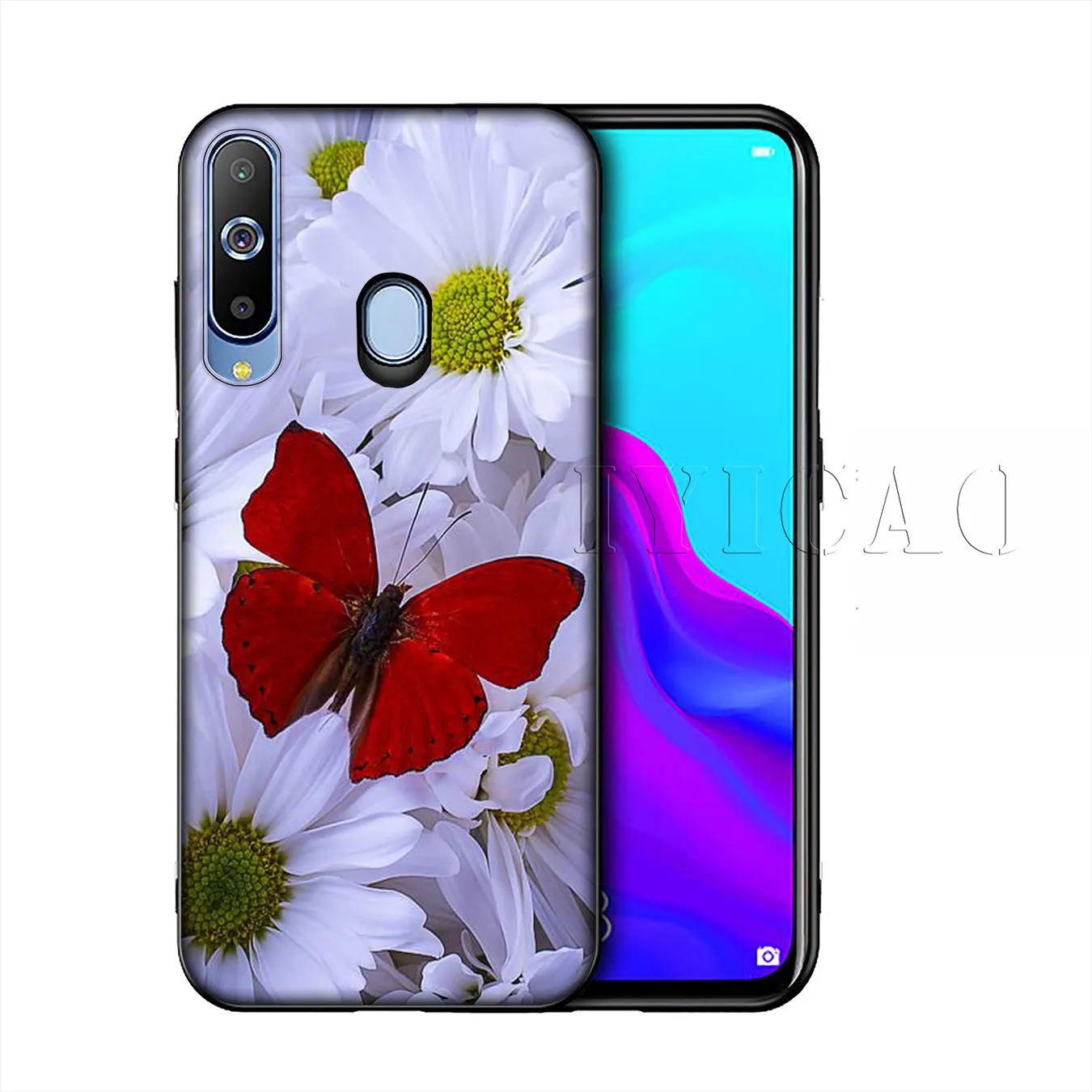 Силиконовый мягкий чехол IYICAO с красной бабочкой на розах для Samsung Galaxy A10 A30 A40 A50 A70