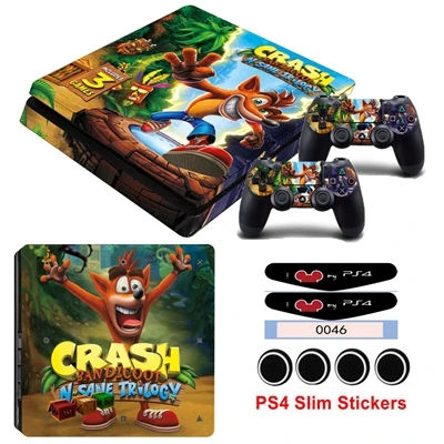 Горячая Crash Bandicoot N кожа Наклейка Обложка для Playstation 4 Slim PS4 Slim консоль наклейки и наклейки 2 контроллеров - Цвет: YSP4S-1558