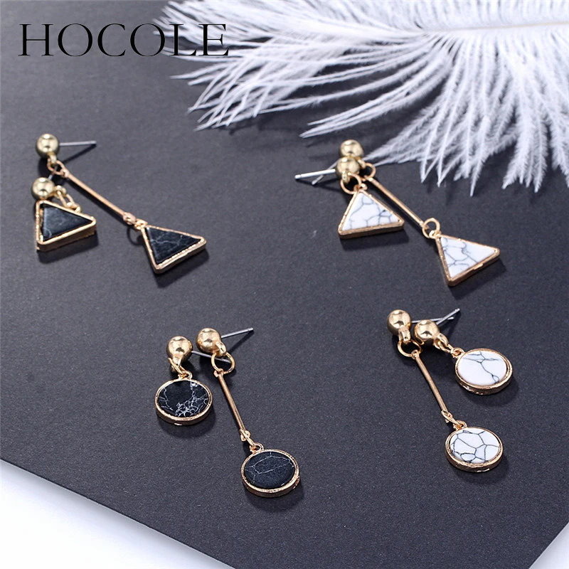 Женские серьги подвески HOCOLE Геометрическая асимметрия длинные с треугольным