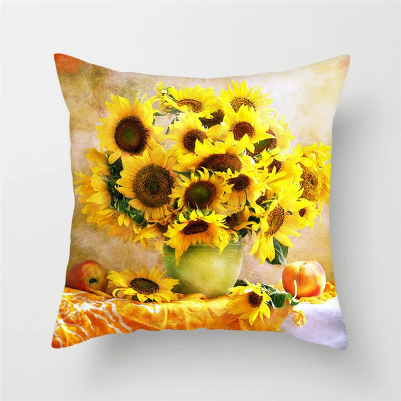 

Fuwatacchi Floral Series Cushion Cover Sunflower Rose Dandelion Flower Decorative Cover Pillows Home Sofa Decoration