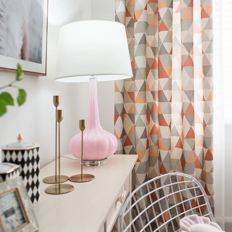 

Cotton Polyester Custom Size Soft Touch Colorful Geometric Curtain Fabric for the Living Room Half Shade Curtains in Kitchen