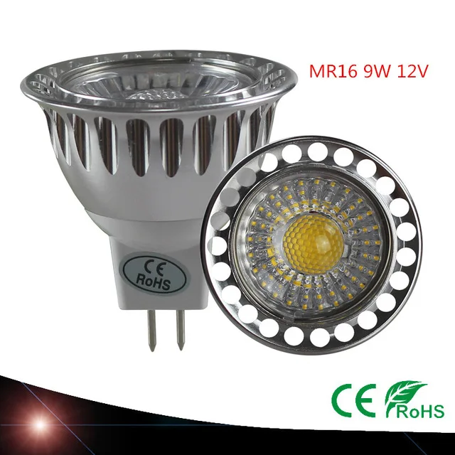 

100X DHL New arrival high quality LED MR16 Spotlight 9W 12V dimmable Christmas Led ceiling bulb lamp cool warm white
