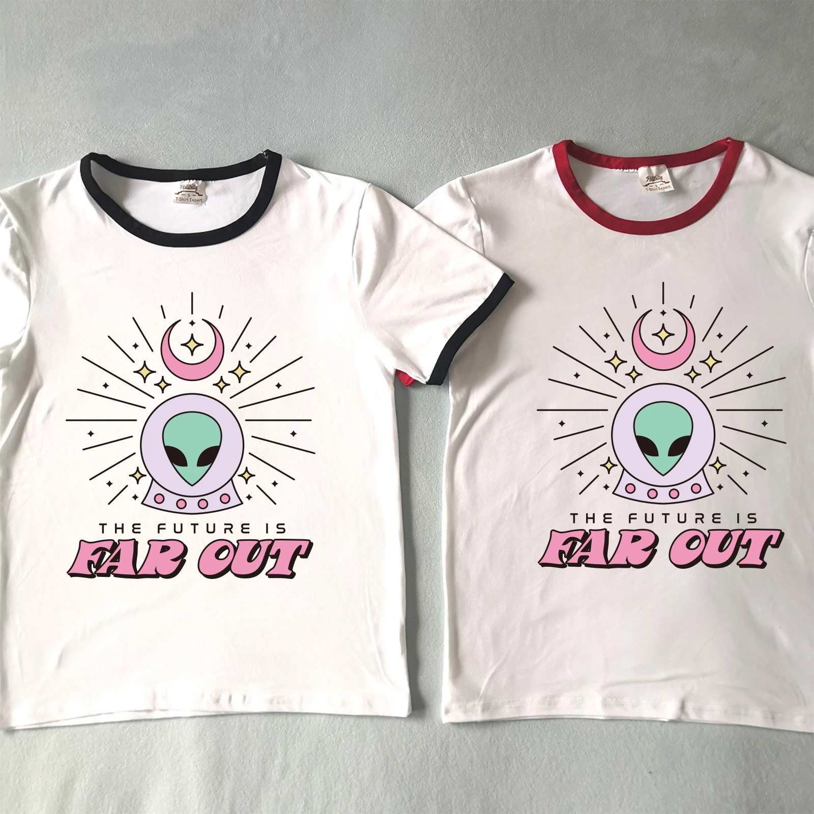 Забавный Уникальный дизайн женская модная футболка с надписью «Future is Far Out» Harajuku футболки размера плюс Kawaii Alien женская футболка