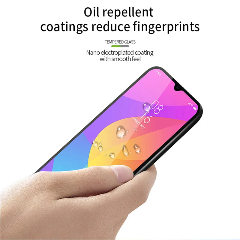 Protector de pantalla para Xiaomi Mi A3 9 Lite 10 Lite, vidrio templado, funda de pegamento completo, pel&iacute;cula protectora de tel&eacute;fono para Mi CC9 CC9e, 2 uds.-2