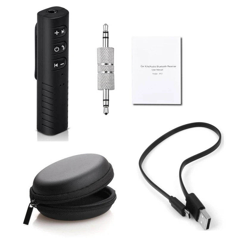 Ihens5 Мини bluetooth автомобильный адаптер с клипсой, aux аудио приемник, комплект громкой связи, 3,5 мм разъем с микрофоном для автомобильных динамиков, наушников - Название цвета: black with bag