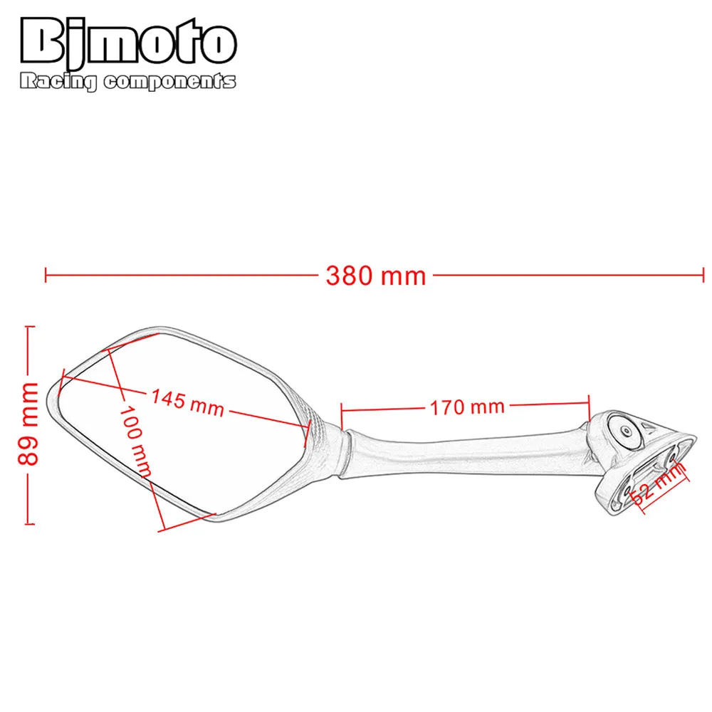 

BJMOTO Motorcycle Mirrors Motorbike Scooter Side Rear View Mirror Rearview For Yamaha YZF R3 R25 2013-2018