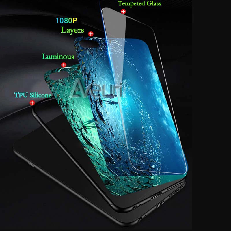 Светящийся стеклянный чехол для Huawei Mate 30 P20 Lite P30 Pro lLite роскошная задняя крышка P10
