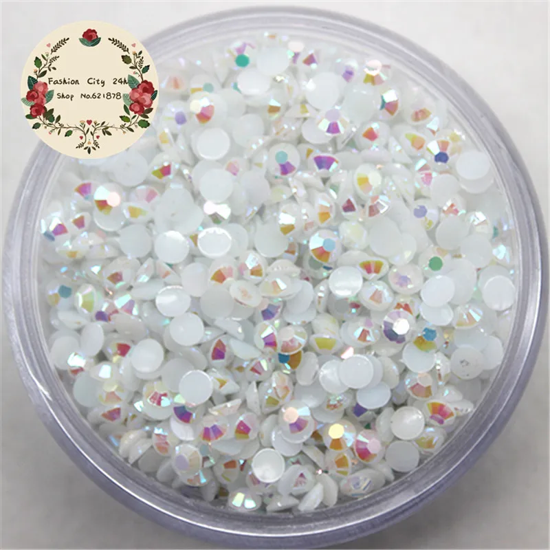 Nail art rhinestone! 3.0MM SS12 5000pcs/pack Resin Flatback Rhinestone Jelly White AB 14 facets for nail decoration | Дом и сад