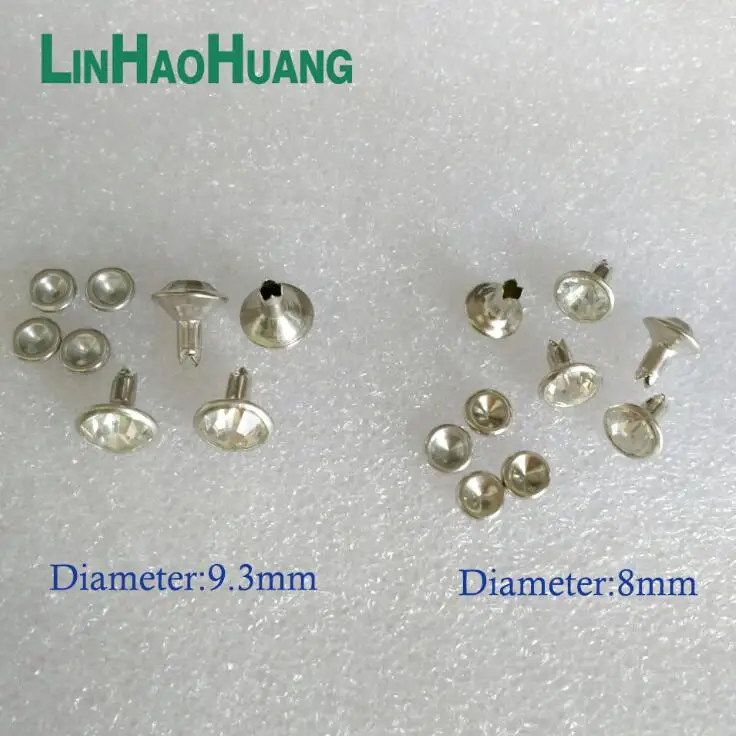

100set /lot 8mm/9.3mm glass stone rivets nail bass rhinestone rivets diamond rivets silver nickle color free shipping 2017051201