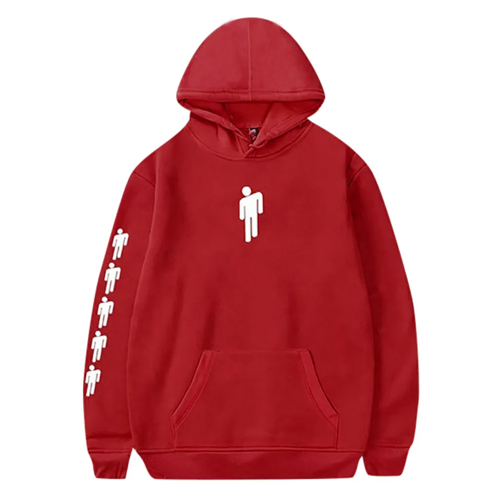 Red Billie Eilish, худи, Толстовка для женщин/мужчин, длинный рукав, с принтом, с капюшоном,, Повседневная Толстовка, Женская толстовка, moletom sudadera mujer - Цвет: Red