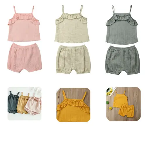 Комплект из 2 предметов для маленьких девочек повседневный жилет рубашка + штаны