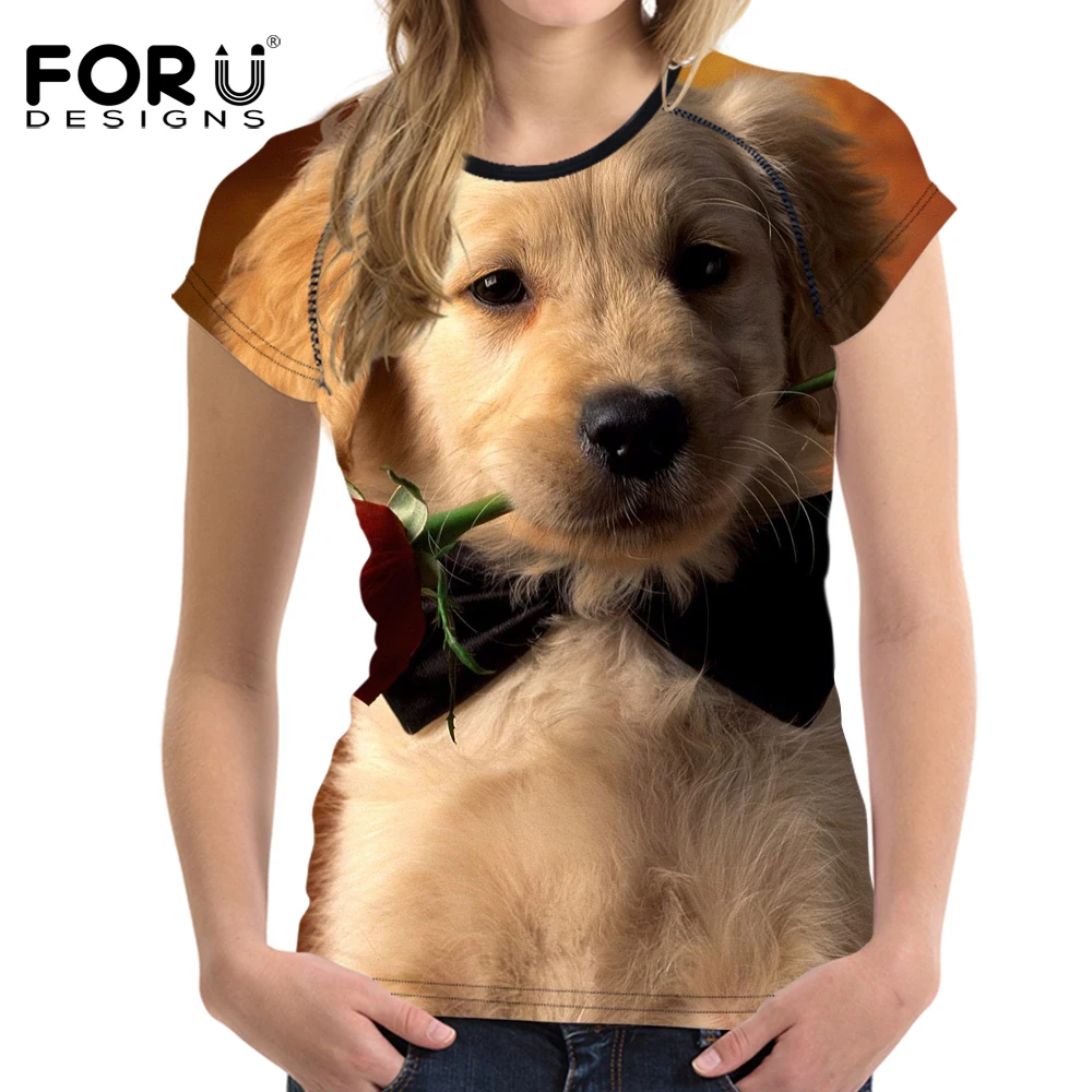 FORUDESIGNS/женская футболка спортивная одежда с милым принтом в виде собаки гибкая