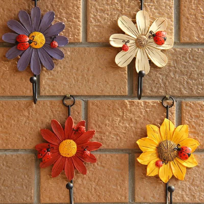 European Resin Flower Hook Ornaments Creative Clothing Store Door Wall Decoration Coat Key Holder Household Hanger Hooks | Дом и сад