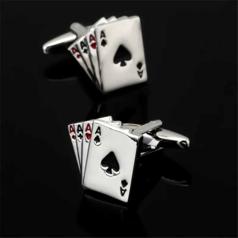 

High quality men's wear ornaments brand cufflinks, playing card cuff links, 3 pairs of package sales